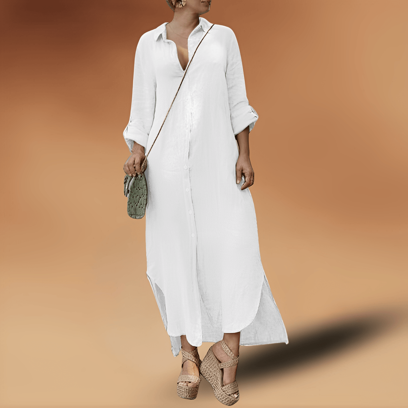 Langes Leinenkleid für Damen