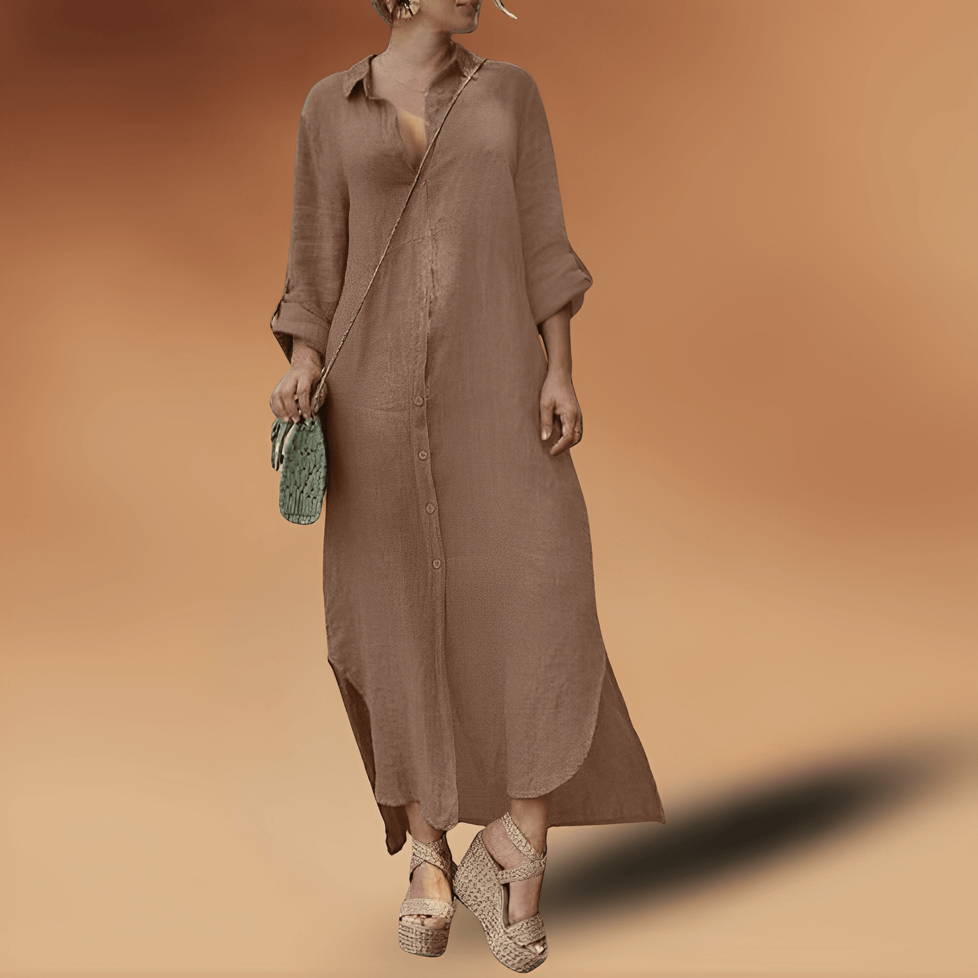 Langes Leinenkleid für Damen