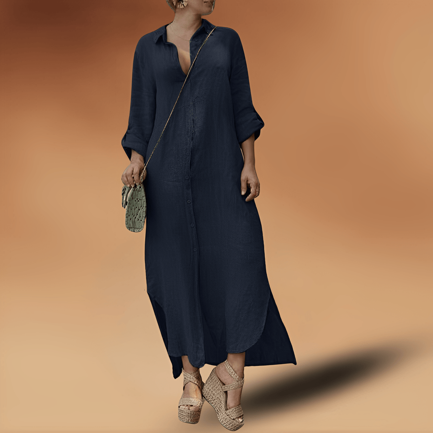 Langes Leinenkleid für Damen