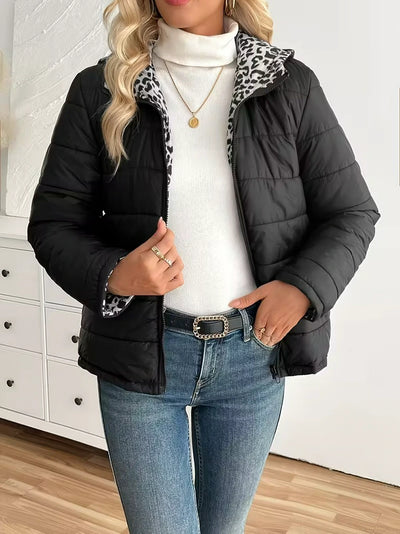 Damen-Doppelseitig Wendjacke mit Kapuze und Reißverschluss