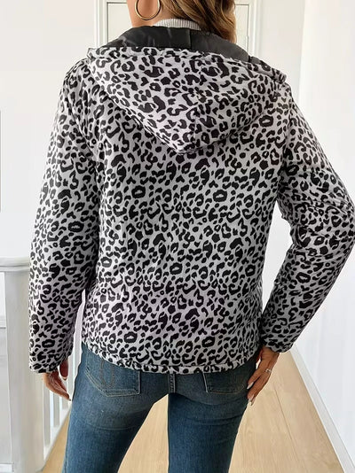 Damen-Doppelseitig Wendjacke mit Kapuze und Reißverschluss