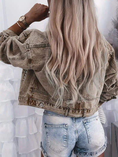 Damen-Jeansjacke mit Nieten
