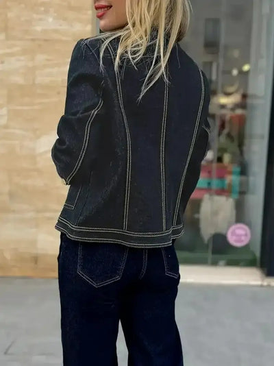 Damen-Jeansjacke mit Rundhalsausschnitt
