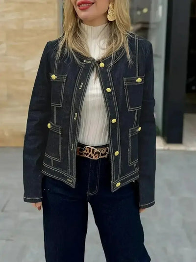 Damen-Jeansjacke mit Rundhalsausschnitt