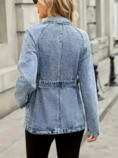 Damen-Jeansjacke mit doppelreihiger Knopfleiste