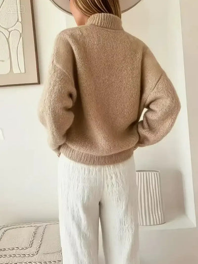 Damen-Pullover mit Stehkragen und Schulterknöpfen