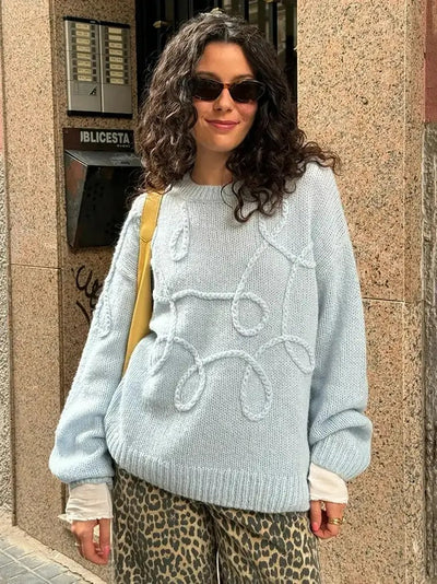 Damen-Pullover mit abstraktem Zopfmuster