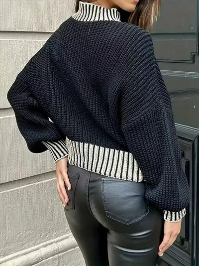 Damen-Pullover mit geripptem Rollkragen