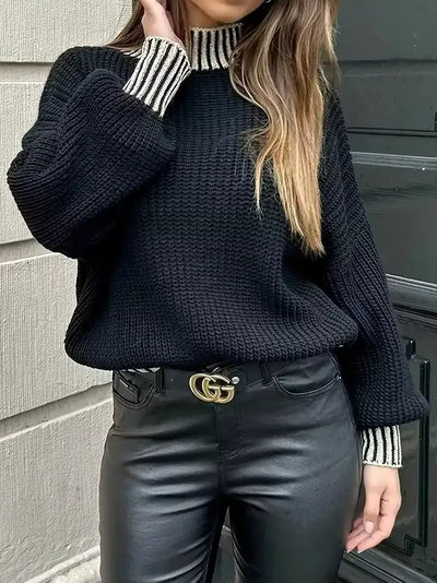 Damen-Pullover mit geripptem Rollkragen