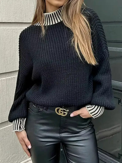 Damen-Pullover mit geripptem Rollkragen