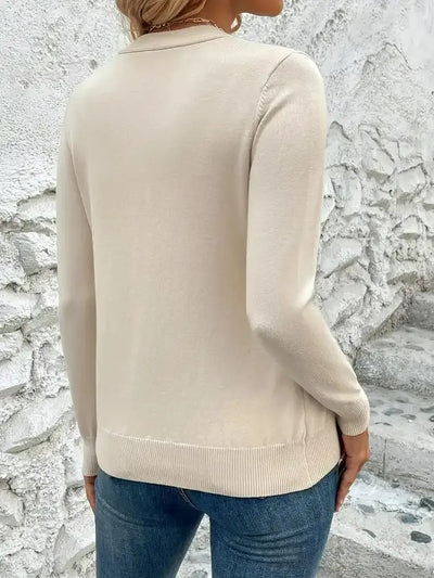 Damen-Strickjacke mit V-Ausschnitt und Knopfleiste