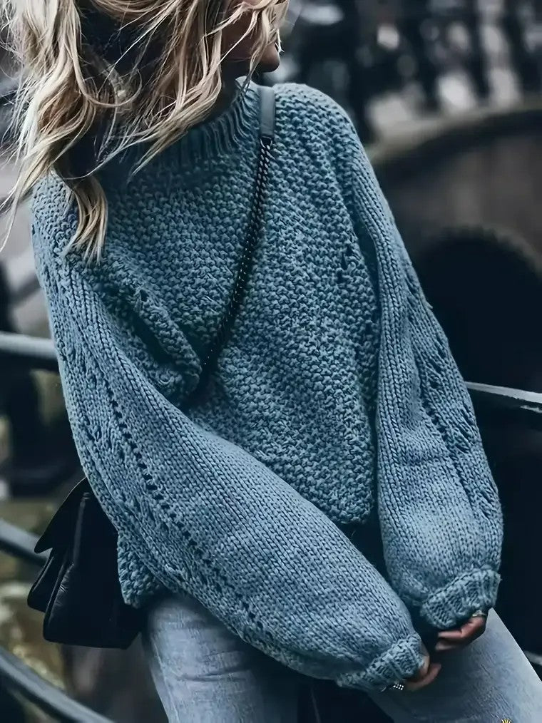 Damen-Strickpullover in Blaugrau