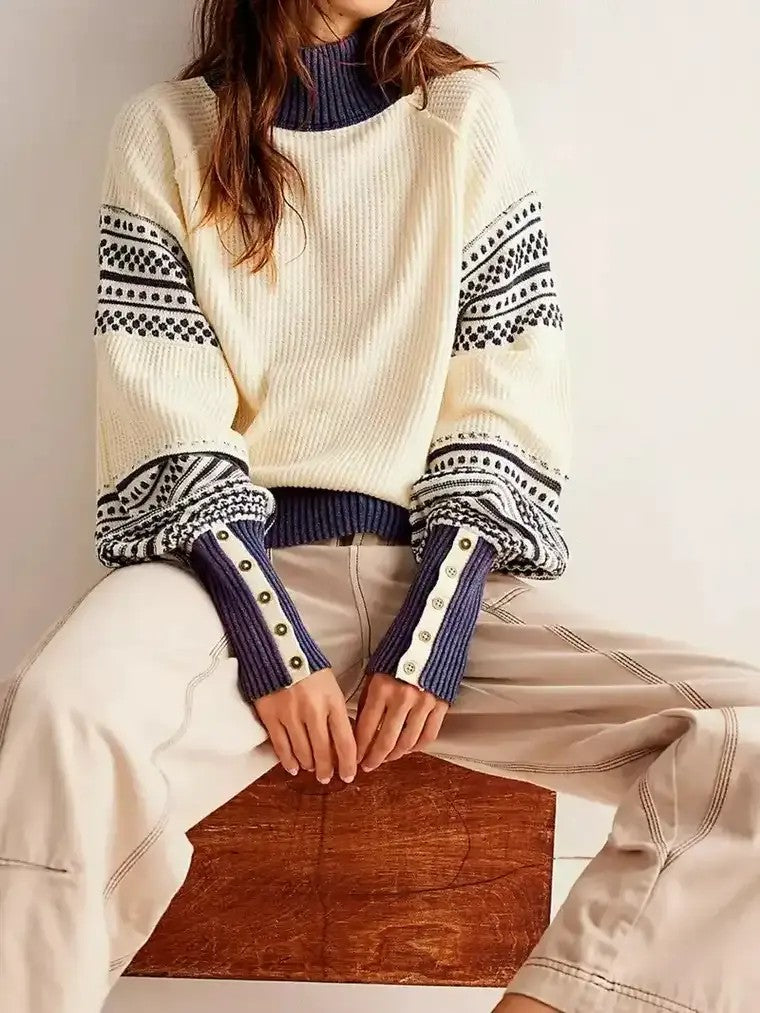 Damen-Strickpullover mit Stehkragen