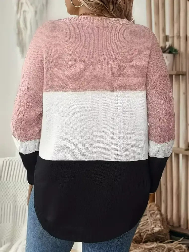 Damen-Strickpullover mit Zopfmuster
