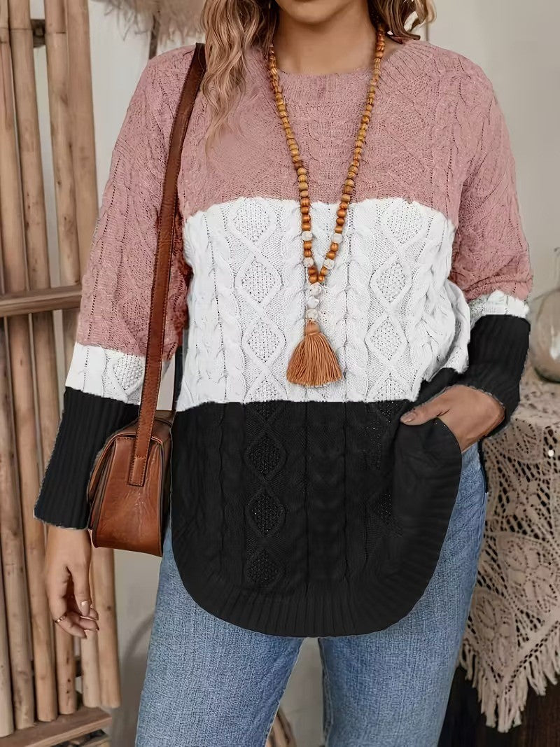 Damen-Strickpullover mit Zopfmuster