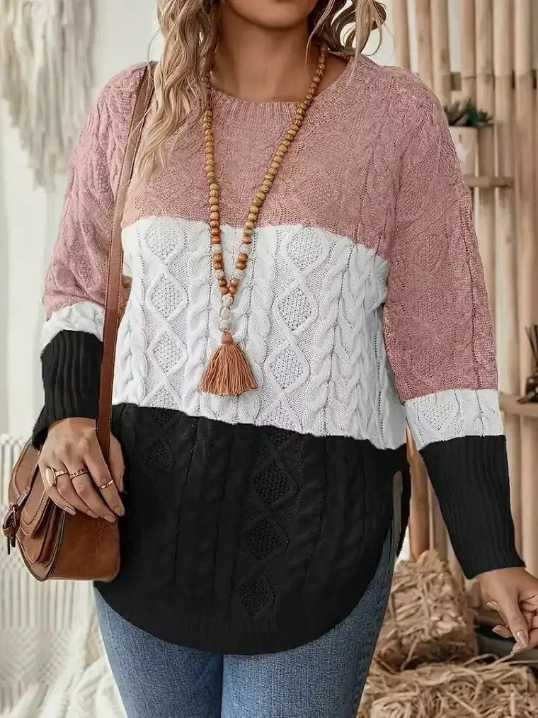 Damen-Strickpullover mit Zopfmuster