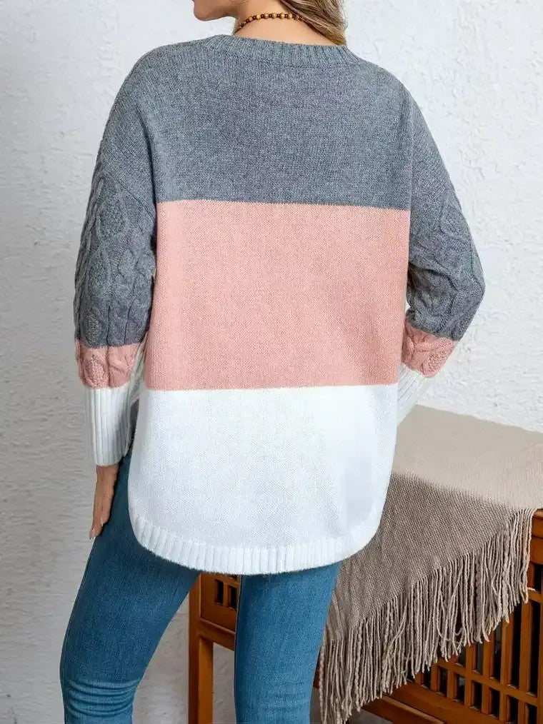 Damen-Strickpullover mit Zopfmuster