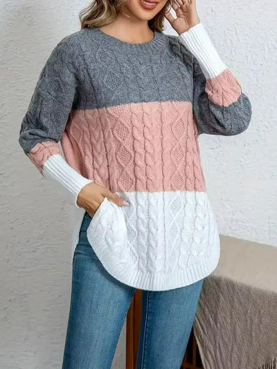 Damen-Strickpullover mit Zopfmuster