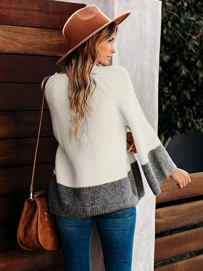Damen-Strickpullover mit Zweifarbendesign
