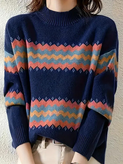 Damen Gemusterter Rollkragenpullover