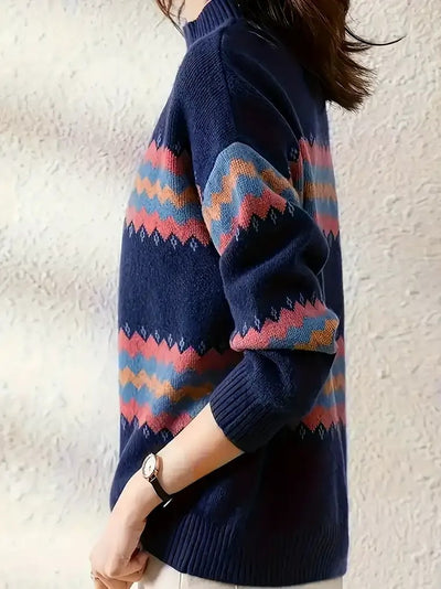 Damen Gemusterter Rollkragenpullover