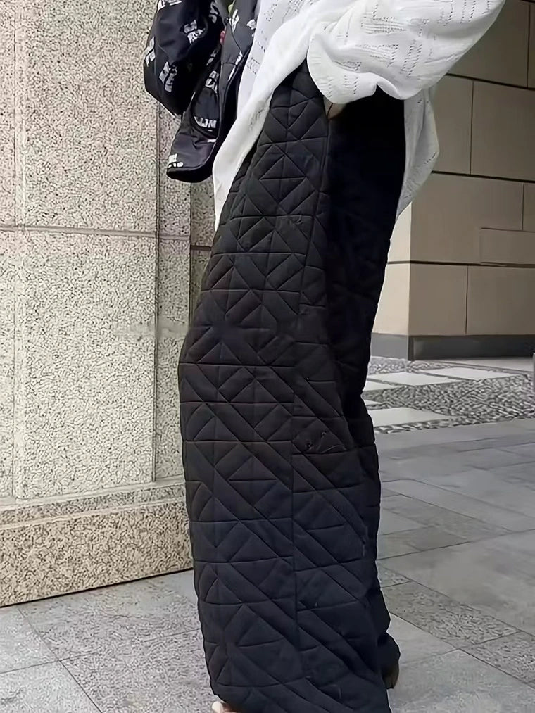 Damen Gesteppte Hose mit Elastischem Bund und Rautensteppung