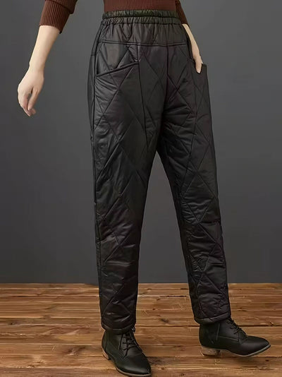 Damen Gesteppte Hose mit Hoher Taille und Taschen