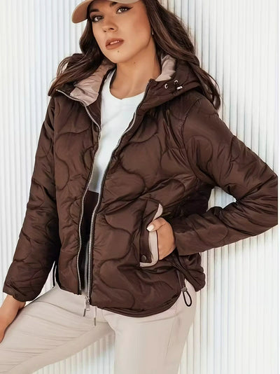 Damen Gesteppte Jacke mit Druckknopftaschen und Reißverschluss