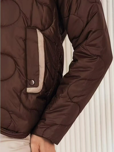 Damen Gesteppte Jacke mit Druckknopftaschen und Reißverschluss