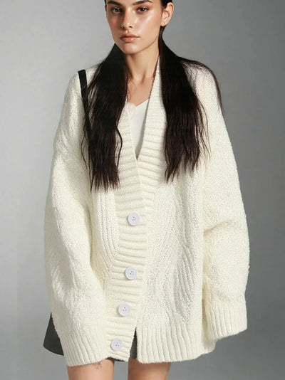 Damen Übergroße Gestrickte Oversize-Strickjacke