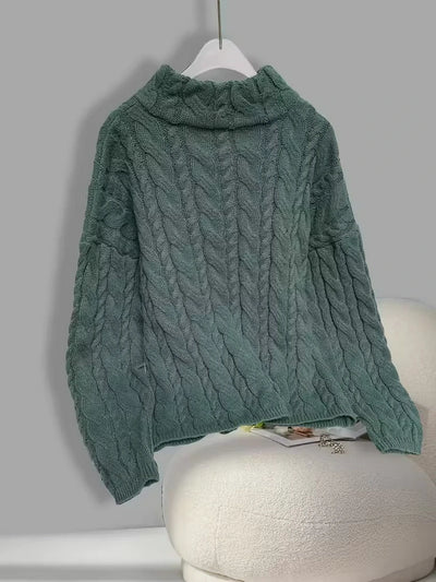 Damen Half-Zip-Pullover mit Zopfmuster und Stehkragen