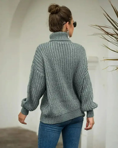 Damen Kabelstrick Rollkragenpullover