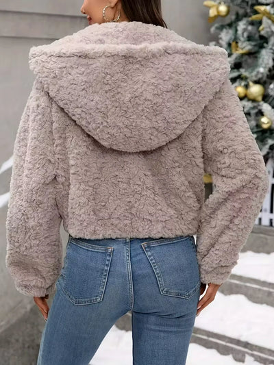 Damen Kapuzenjacke mit Reißverschluss und Elastischen Bündchen