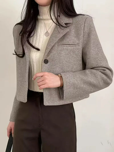 Damen Kurzjacke mit Einer Tasche und Knöpfen