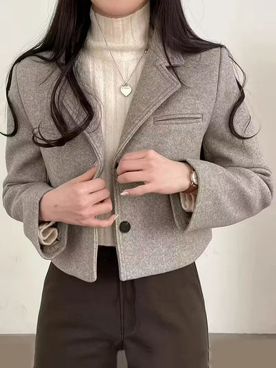 Damen Kurzjacke mit Einer Tasche und Knöpfen