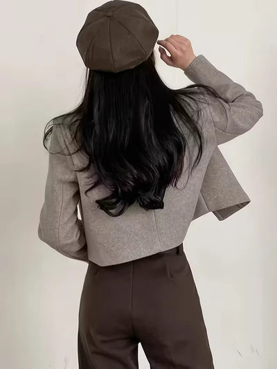 Damen Kurzjacke mit Einer Tasche und Knöpfen