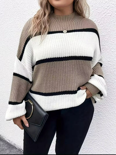 Damen Oversize-Strickpullover mit Streifen-Design