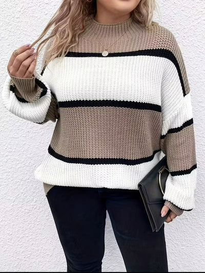 Damen Oversize-Strickpullover mit Streifen-Design