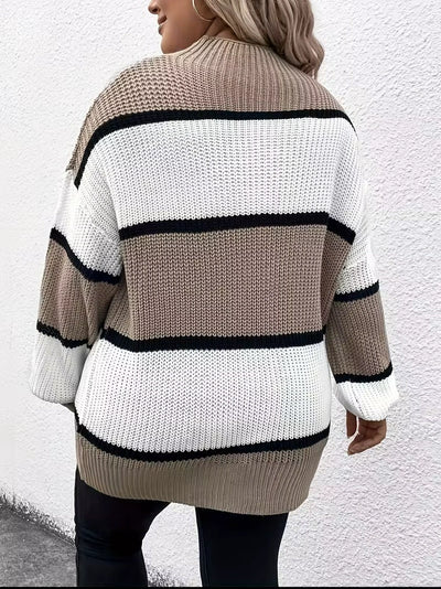 Damen Oversize-Strickpullover mit Streifen-Design