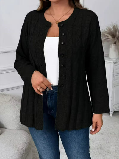 Damen Oversize-Zopfstrick-Strickjacke mit Knöpfen