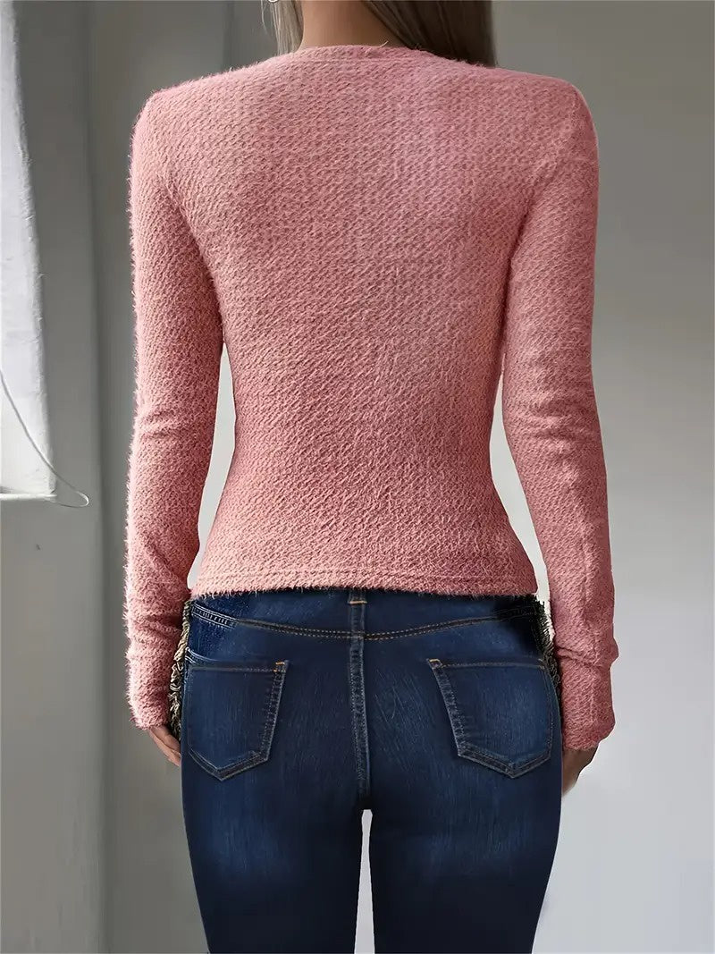 Damen Pullover Mit Rundhalsausschnitt