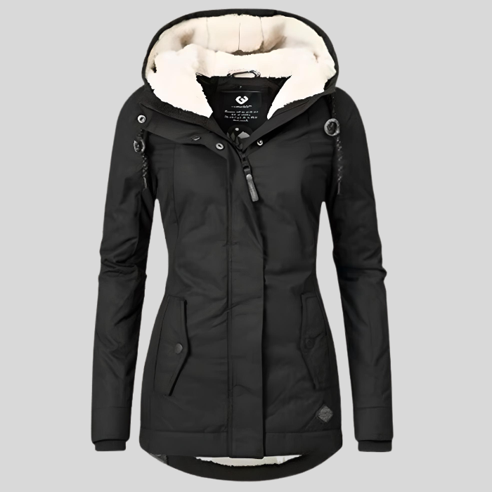 Damen Regenjacke mit Kapuze und Verlängertem Rückensaum