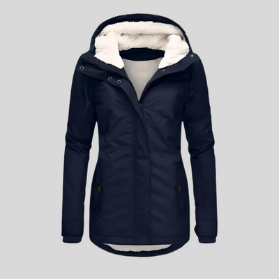 Damen Regenjacke mit Kapuze und Verlängertem Rückensaum