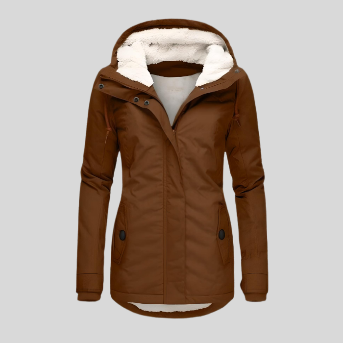 Damen Regenjacke mit Kapuze und Verlängertem Rückensaum