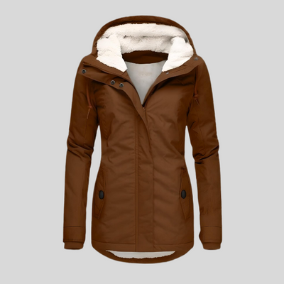 Damen Regenjacke mit Kapuze und Verlängertem Rückensaum