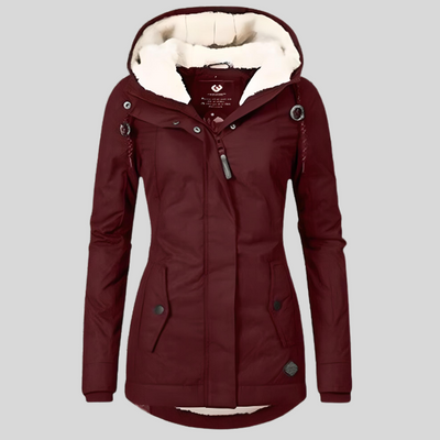 Damen Regenjacke mit Kapuze und Verlängertem Rückensaum