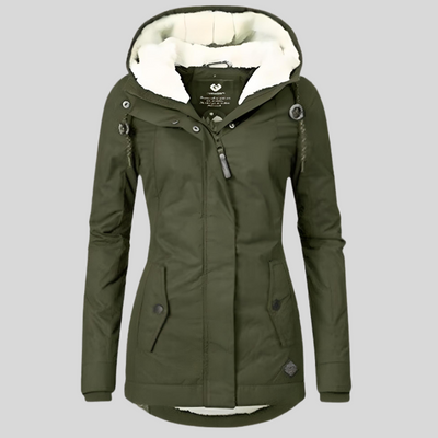 Damen Regenjacke mit Kapuze und Verlängertem Rückensaum