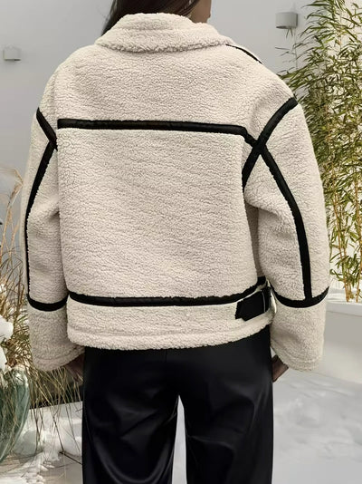 Damen Reißverschluss Jacke mit Besatz und Kragen