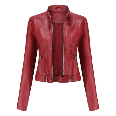 Damen Stehkragen Jacke mit Reißverschluss und Schnallen-Design