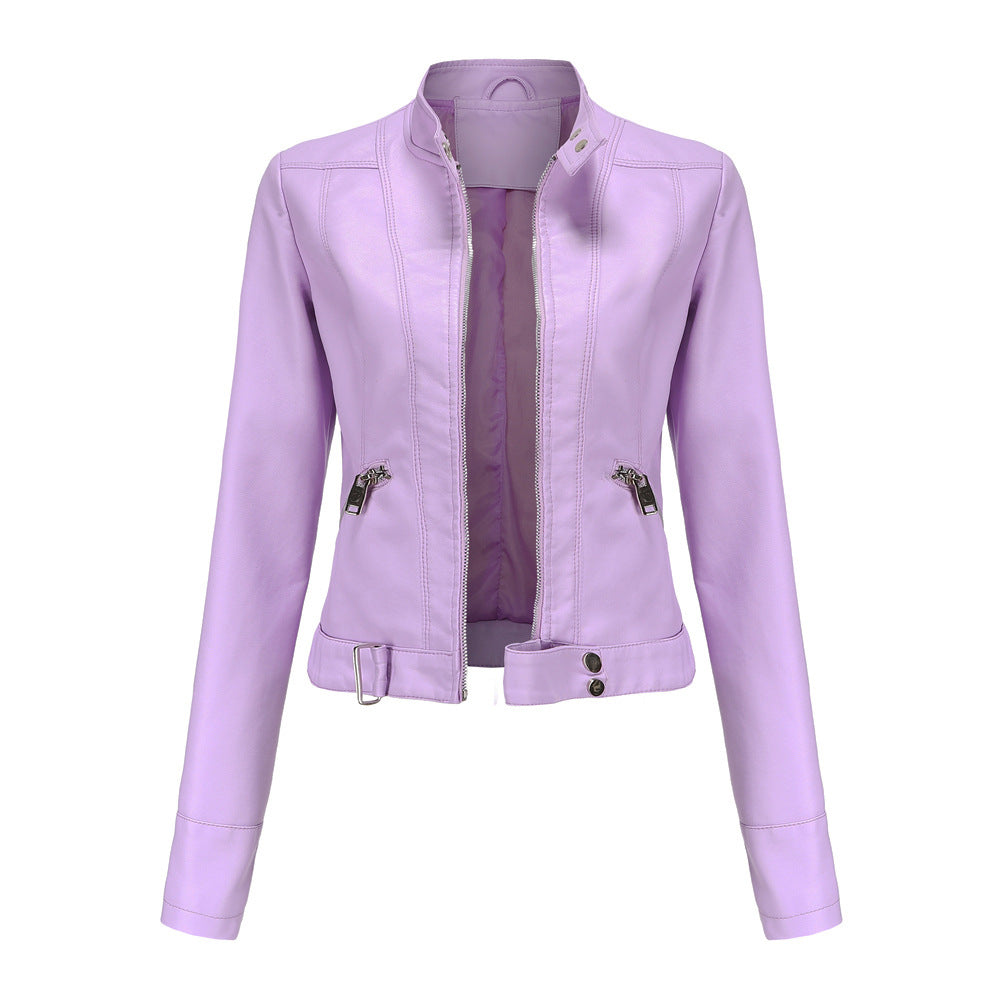 Damen Stehkragen Jacke mit Reißverschluss und Schnallen-Design